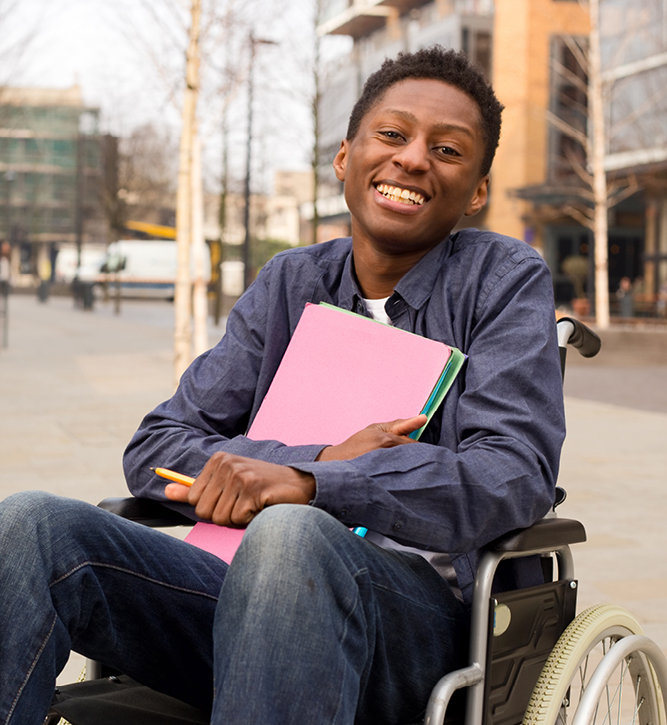 young man in wheelchair